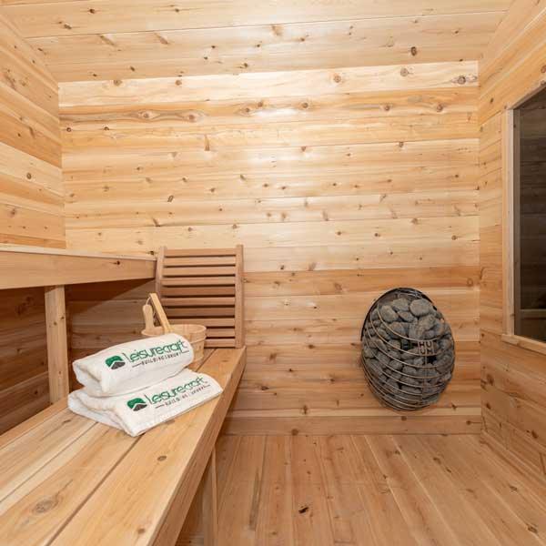 Dundalk LeisureCraft CT Georgian Electric Sauna Cabin with Porch - Sauna Sanctuary