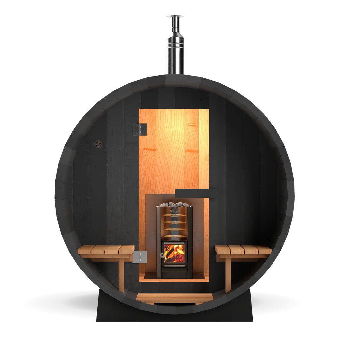 Calore Health and Wellness Black Cedar Barrel Sauna