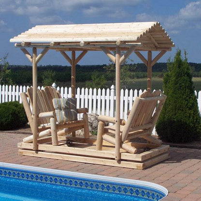 Dundalk LeisureCraft Canadian Timber Log Glider with Roof - Sauna Sanctuary