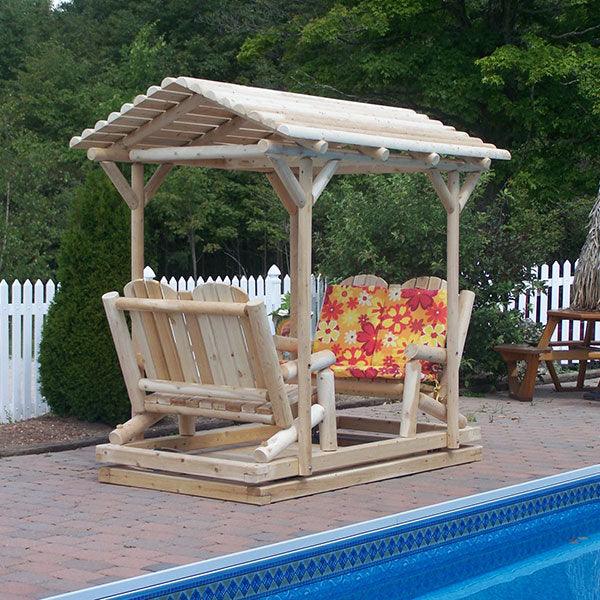 Dundalk LeisureCraft Canadian Timber Log Glider with Roof - Sauna Sanctuary