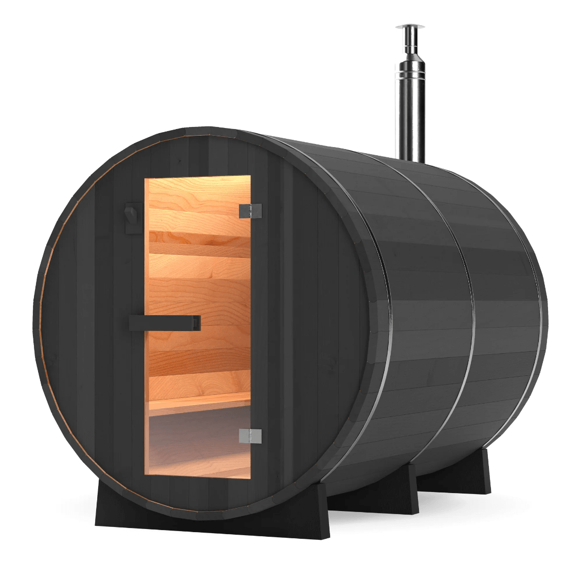 Calore Health and Wellness Black Cedar Barrel Sauna - Sauna Sanctuary