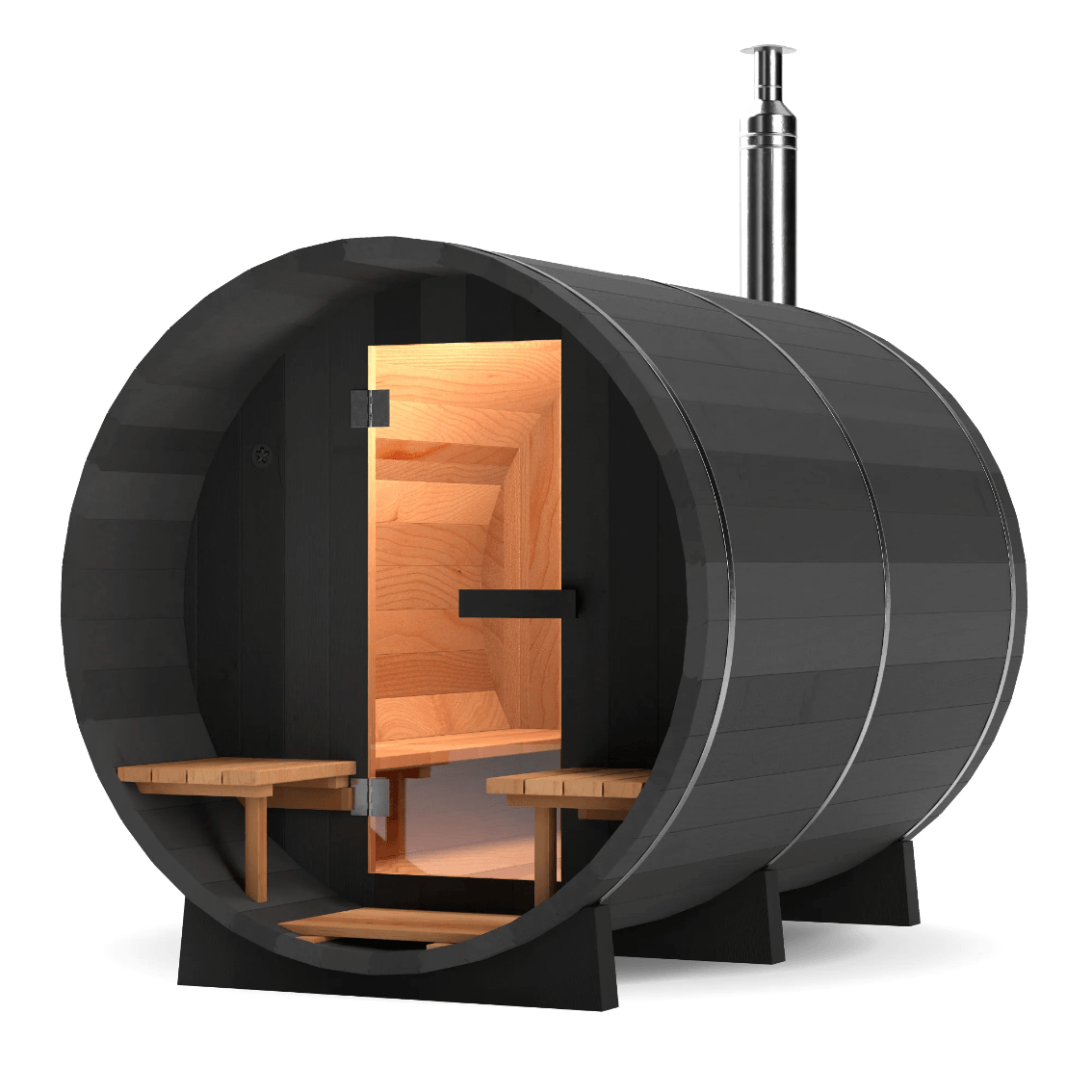 Calore Health and Wellness Black Cedar Barrel Sauna - Sauna Sanctuary