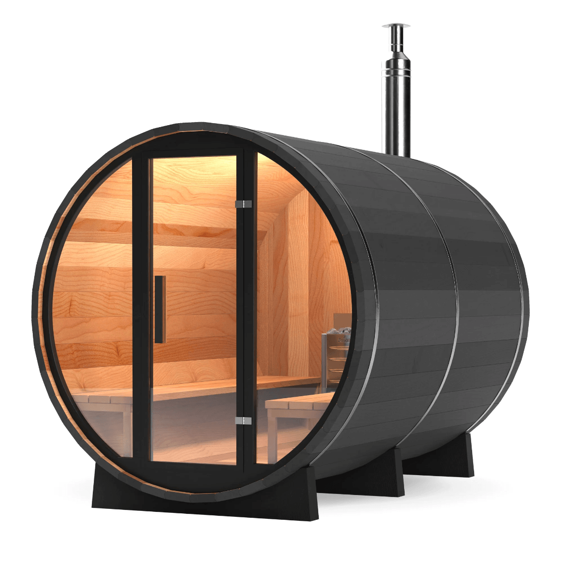 Calore Health and Wellness Black Cedar Barrel Sauna - Sauna Sanctuary