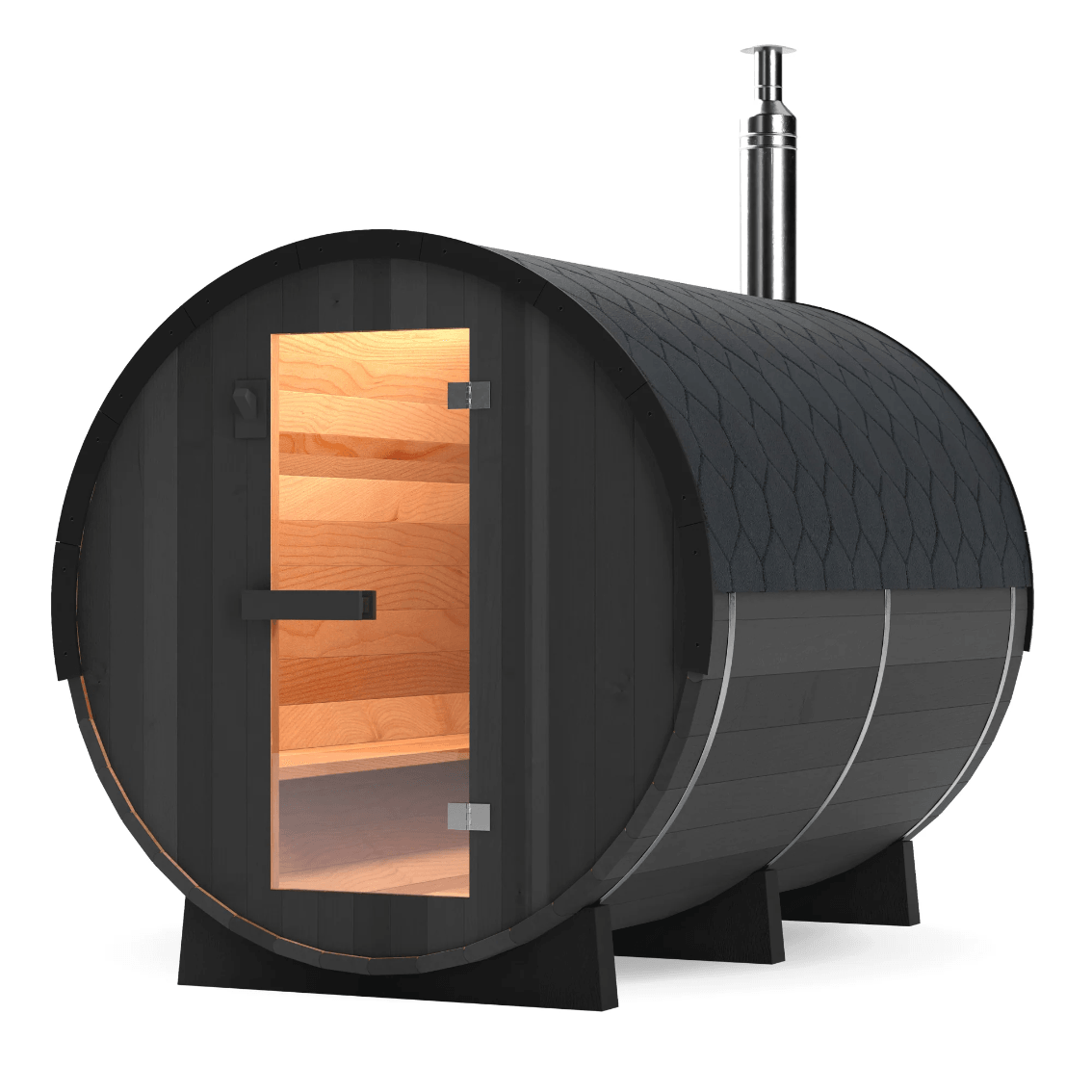 Calore Health and Wellness Black Cedar Barrel Sauna - Sauna Sanctuary