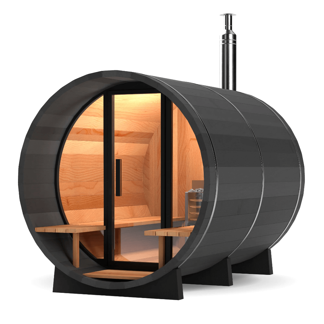 Calore Health and Wellness Black Cedar Barrel Sauna - Sauna Sanctuary