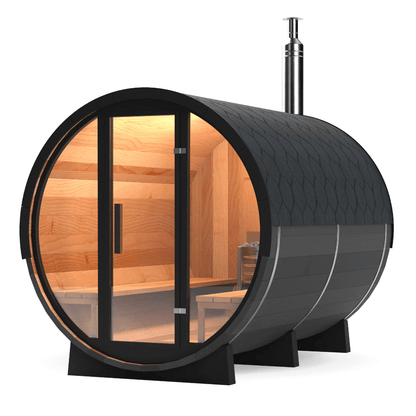 Calore Health and Wellness Black Cedar Barrel Sauna - Sauna Sanctuary