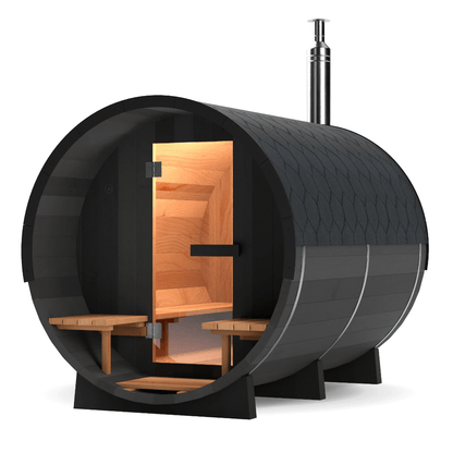 Calore Health and Wellness Black Cedar Barrel Sauna - Sauna Sanctuary