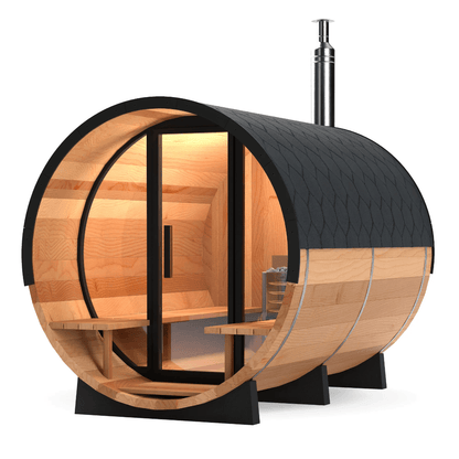 Calore Health and Wellness Black Cedar Barrel Sauna - Sauna Sanctuary