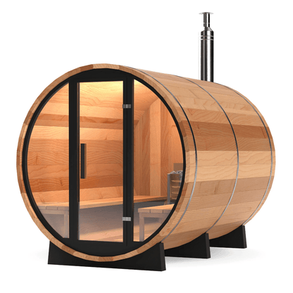 Calore Health and Wellness Black Cedar Barrel Sauna - Sauna Sanctuary