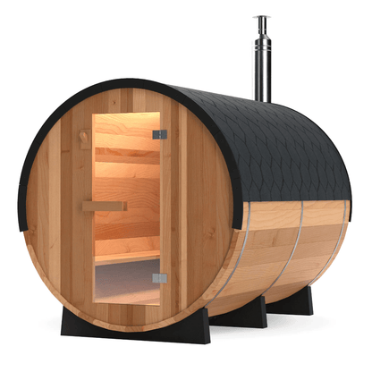 Calore Health and Wellness Black Cedar Barrel Sauna - Sauna Sanctuary