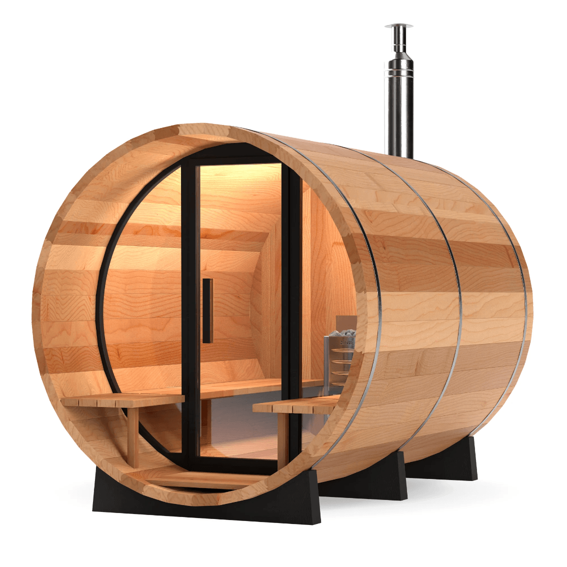 Calore Health and Wellness Black Cedar Barrel Sauna - Sauna Sanctuary