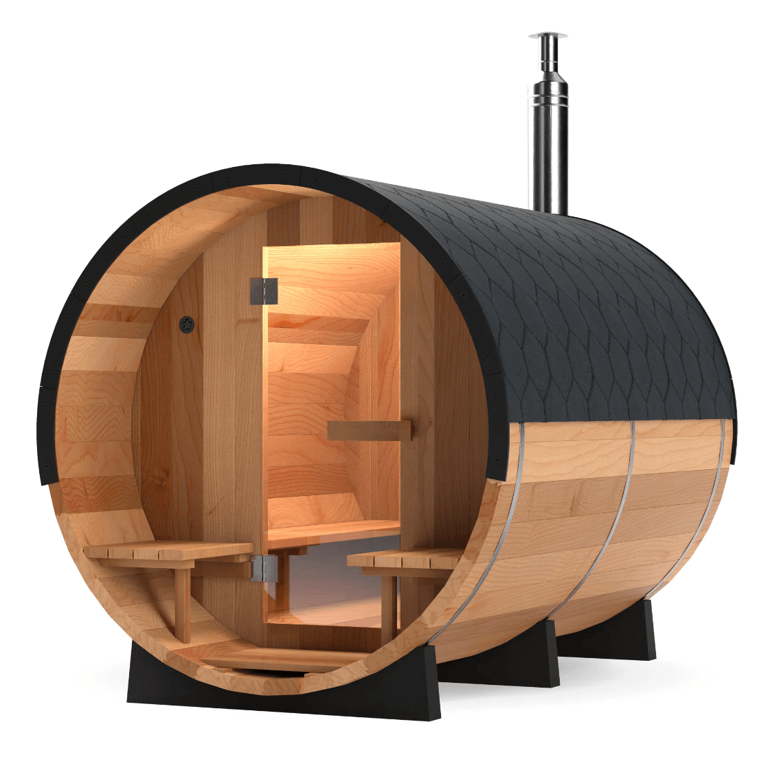 Calore Health and Wellness Black Cedar Barrel Sauna - Sauna Sanctuary