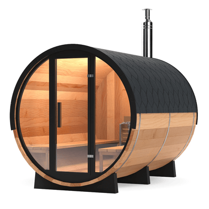 Calore Health and Wellness Black Cedar Barrel Sauna - Sauna Sanctuary